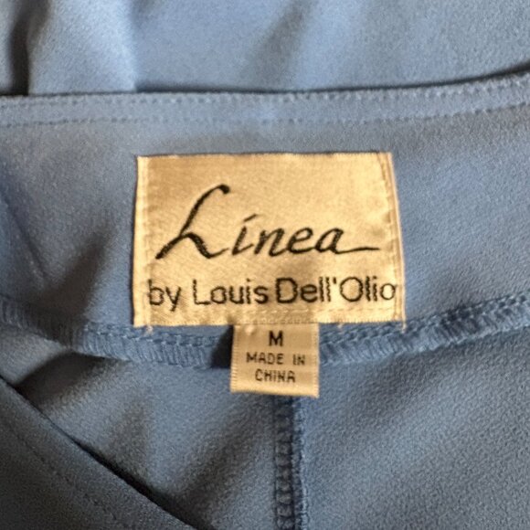 Linea By Louis Dell'Olio Tunic Womens Size Medium Blue V-Neck Peplum Stretch Top - Picture 5 of 9